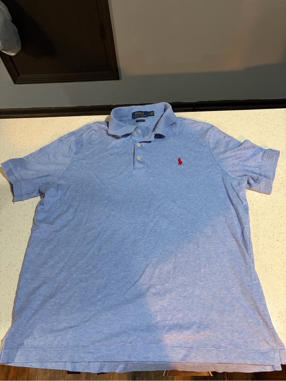 Polo by Ralph Lauren Heather Light Blue Short Sleeve Polo with Red Pony
